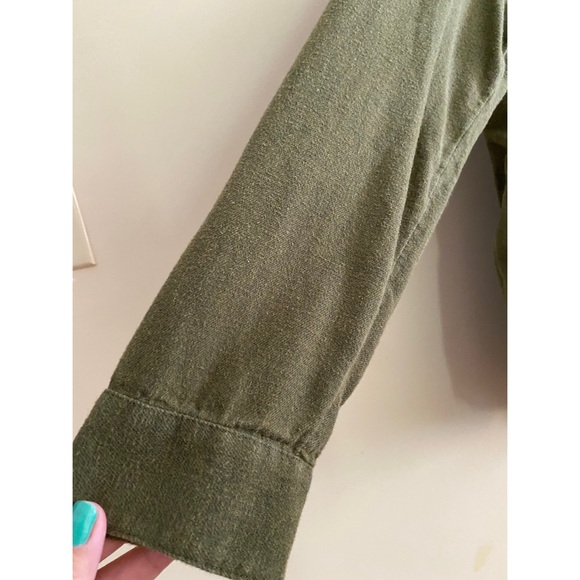 Madewell Olive Green Cotton Flannel Button Down Top/Popover - Picture 3 of 4